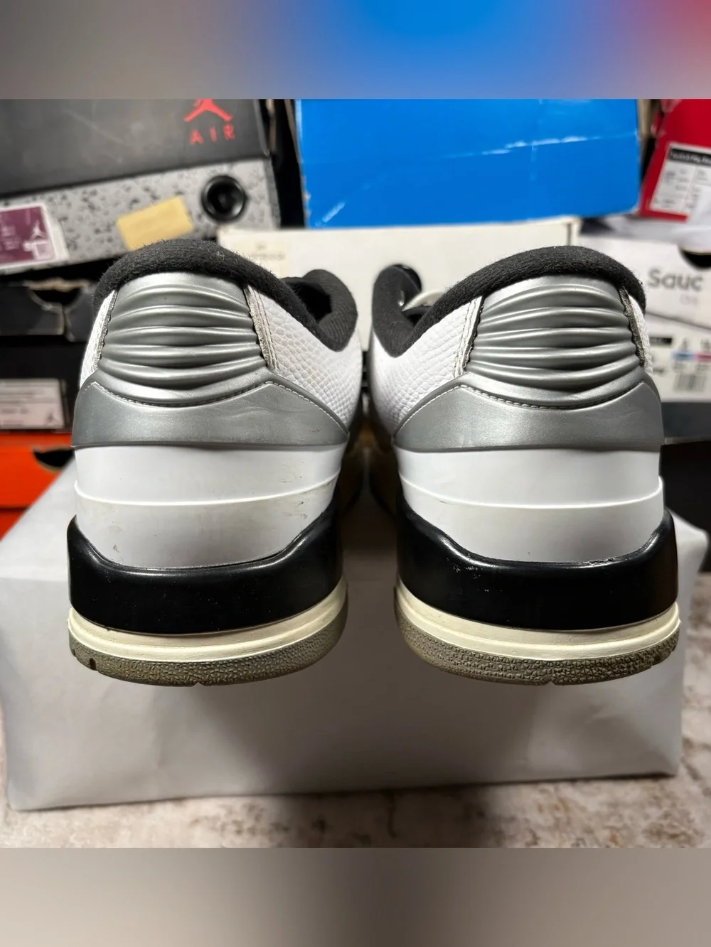 Size 13 - Air Jordan 2/3 White Black Metallic Silver